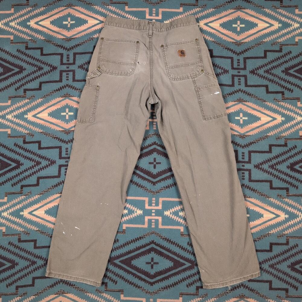 Vintage Carhartt Double Knee Pants Dungaree Fit 30x29 B195 LBR Distressed Paint - Picture 2 of 16